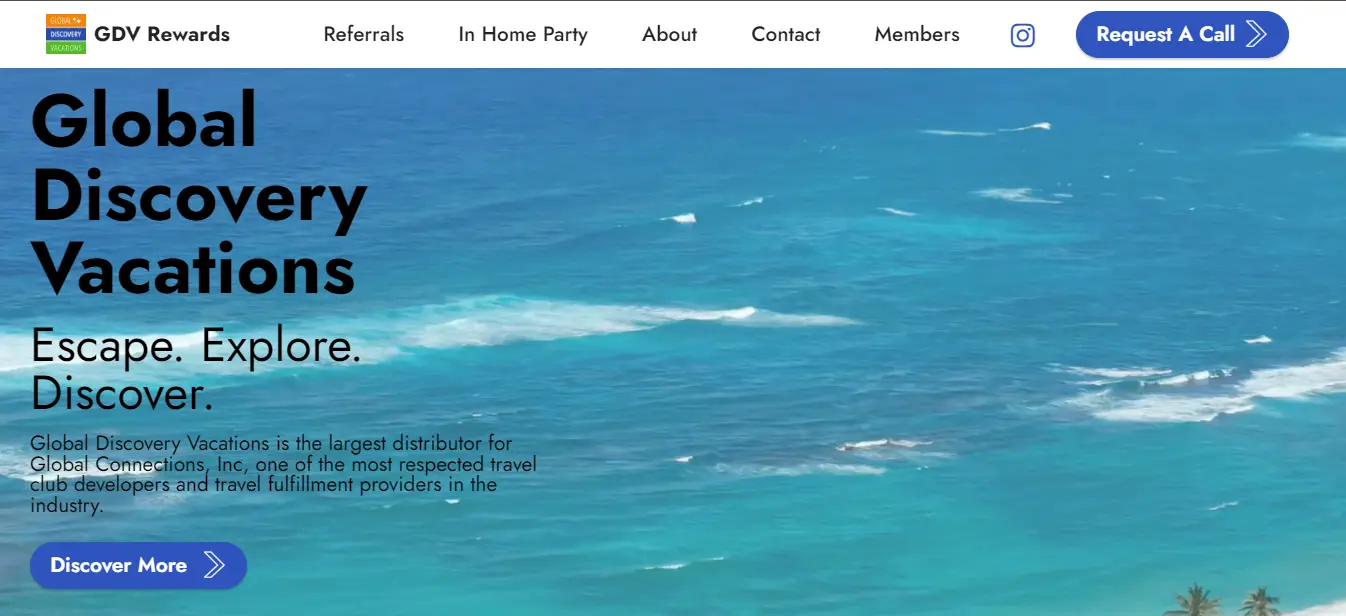 Screen shot of GDV Rewards website